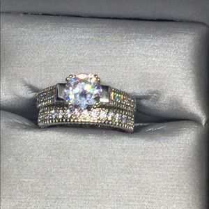 Sterling Silver Elegant Wedding Set Size 8